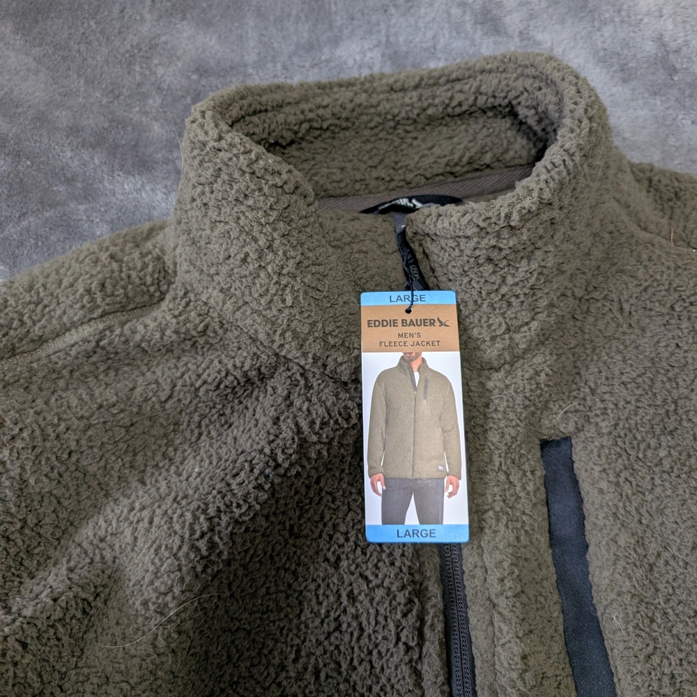 Eddie Bauer Men's Dark Green Fleece Jacket - Picture 2 of 4
